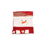 3D Santa Snowman Reindeer Christmas Chair Covers, Red Hot Stamping Xmas Dining Chair Back Slipcovers