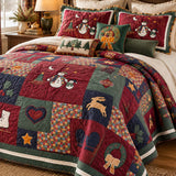 Snowman Patchwork Winter Holiday Quilted 3-Piece Bedding Set