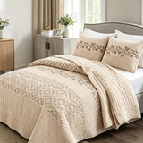 Vintage Botanical Quilted 3‑Piece Bedding Set