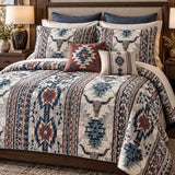 Western Longhorn Cow Skull Quilted 3-Piece Bedding Set