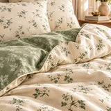Vintage Botanical Floral 100% Cotton 3-Piece Duvet Cover Bedding Set