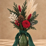 Christmas Red Rose Evergreen Preserved Bouquet