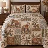 Woodland Deer Botanical Quilted 3-Piece Bedding Set