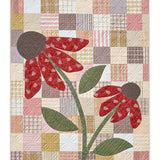 Red Coneflower Patchwork Quilted 3-Piece Bedding Set