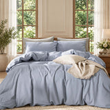 Solid Color Cotton 3-Piece Duvet Cover Bedding Set
