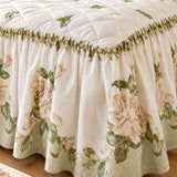 Vintage Blush Floral 100% Cotton Quilted Bed Skirt Set