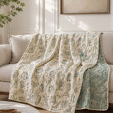 Sea Life Adventure Green 100% Cotton Gauze Soft Puff Blanket