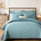 Leaf Texture Quilted 3-Piece Bedding Set