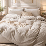 Solid Color Cotton 3-Piece Duvet Cover Bedding Set