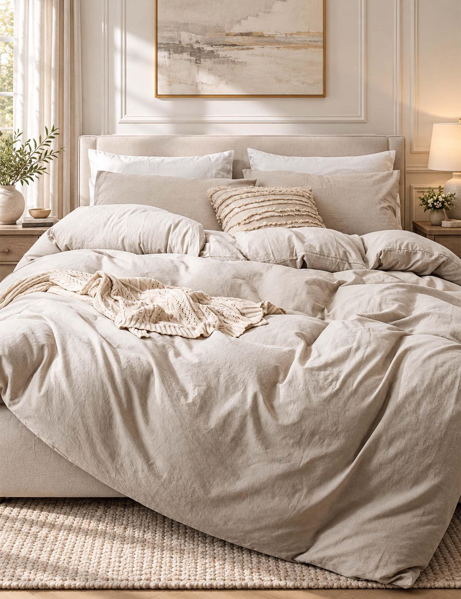 Solid Color Cotton 3-Piece Duvet Cover Bedding Set