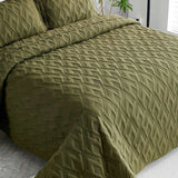 Washed Cotton Solid Color Quilted 3‑Piece Bedding Set