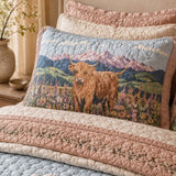 H.PAI Highland Cow Wildflower Meadow Quilted 3-Piece Bedding Set