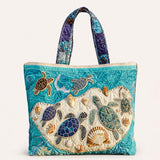 Different Turtles Quilted Tote Bag