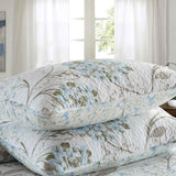 Light Blue Hydrangea Floral Print Quilted 3‑Piece Bedding Set