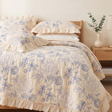 Blue Botanical Garden Quilted 3-Piece Bedding Set
