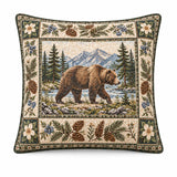 Woodland Bear Forest Quilted Pillow Cover