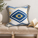 Southwestern Fringe Geometric Knitted Pillow Cover