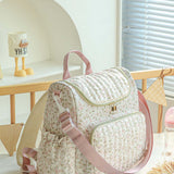 Floral Quilted Baby Diaper Bag Backpack With Stroller Straps