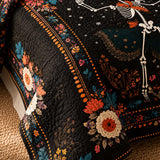 Dancing Skeletons Day of the Dead Quilted 3-Piece Bedding Set