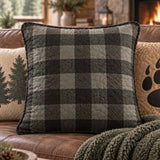 Charcoal Buffalo Plaid Quilted Pillow Cover