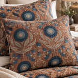 Rustic Blue Wildflower Quilted 3-Piece Bedding Set
