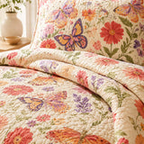 Butterfly Floral Garden Quilted 3-Piece Bedding Set