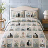 H.PAI Coastal Lighthouse Cat Quilted 3-Piece Bedding Set