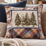 Evergreen Pine Forest Plaid Quilted Pillow Cover