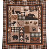 Rustic Bear and Bison Patchwork Quilted 3-Piece Bedding Set