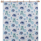 Coastal Marine Life Reversible 100% Cotton Quilted 3-Piece Bedding Set