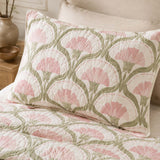 H.PAI Blush Floral Meadow Quilted 3-Piece Bedding Set