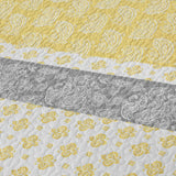 Yellow Grey Paisley Stripe Quilted 3‑Piece Bedding Set