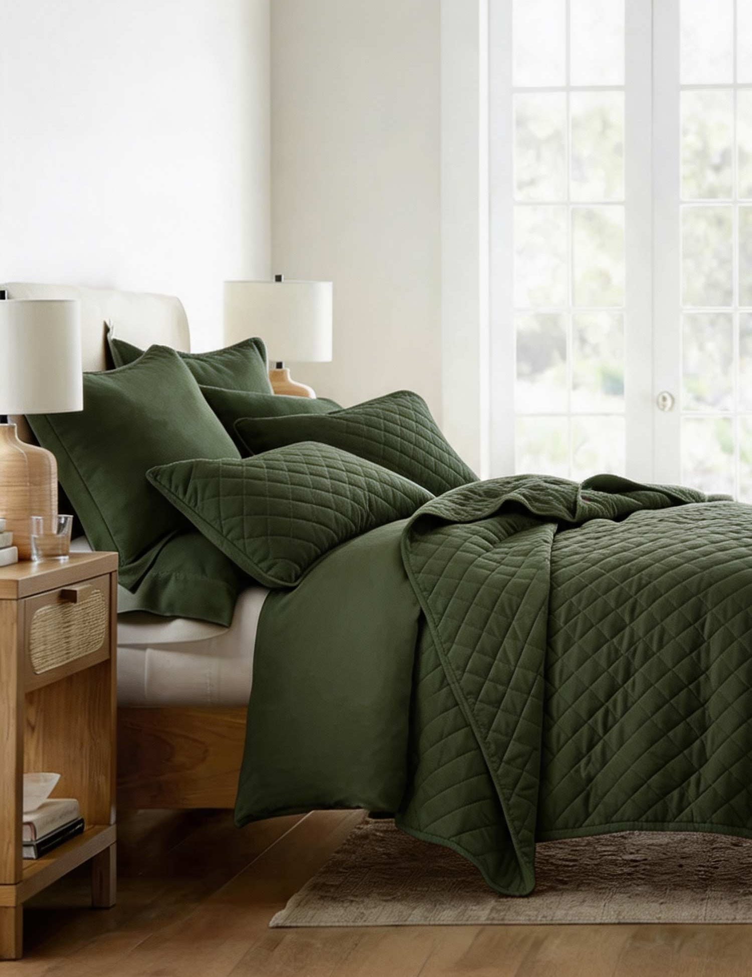 3-Piece Diamond Stitch Quilted Coverlet Set