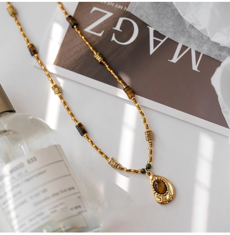 Vintage natural tiger eye necklace