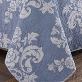 Vintage Cottage Blue Floral Print Quilted 3‑Piece Bedding Set