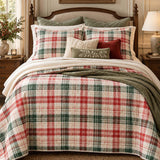 Christmas Plaid Quilted 3-Piece Bedding Set