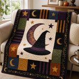 Celestial Witch Hat Patchwork Quilted Blanket