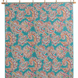Teal Paisley Floral 100% Cotton Quilted 3-Piece Bedding Set