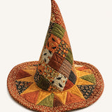 H.PAI Vintage Harvest Pumpkin Handcrafted Quilted Witch Hat
