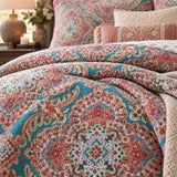 Turquoise Boho Medallion 100% Cotton Quilted Bedding Set