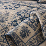 Blue Willow Floral Quilted 3-Piece Bedding Set – Luxury Quilted Bedding with Matching Pillow Shams