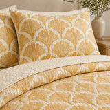 H.PAI Golden Ginkgo Leaf Quilted 3-Piece Bedding Set