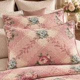 Vintage Rose Floral Quilted 3-Piece Bedding Set
