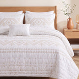 Ivory Nomad Geometric Quilted 3-Piece Bedding Set
