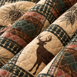 Rustic Christmas Deer & Plaid Quilted 3-Piece Bedding Set