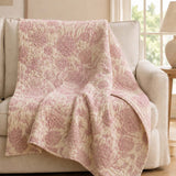Vintage Pink Peony Floral 100% Cotton Gauze Soft Puff Blanket
