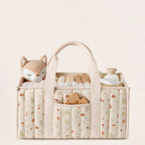 Quilted Whimsical Forest Beige Diaper Caddy