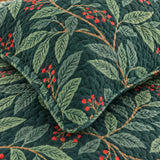 Poinsettia Botanical Christmas Reversible Quilted 3-Piece Bedding Set
