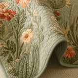 H.PAI Cactus Garden Floral Quilted 3-Piece Bedding Set – Vintage Desert Style Quilted Bedding with Matching Pillow Shams