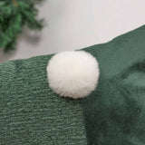 Green Color Block Pom Pom Pillow Cover